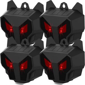 4PCS Solar Predator Control Light – Animal Deterrent Repellent – Fox Deterrents for Gardens – Deer Repellent Devices – Cat Repellent – Fox Repellent- Cat Scarer for Gardens