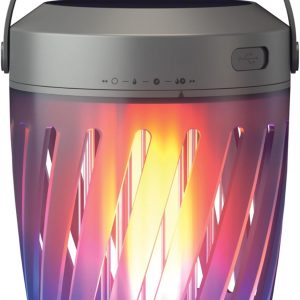 NEBO Solar Zapper & Lantern (No Flicker) Warm Glow Attracts and Zaps Mosquitos, Flies, Gnats, June Bugs, and More for Outdoor Use with Dual Band UV Technology, Lantern